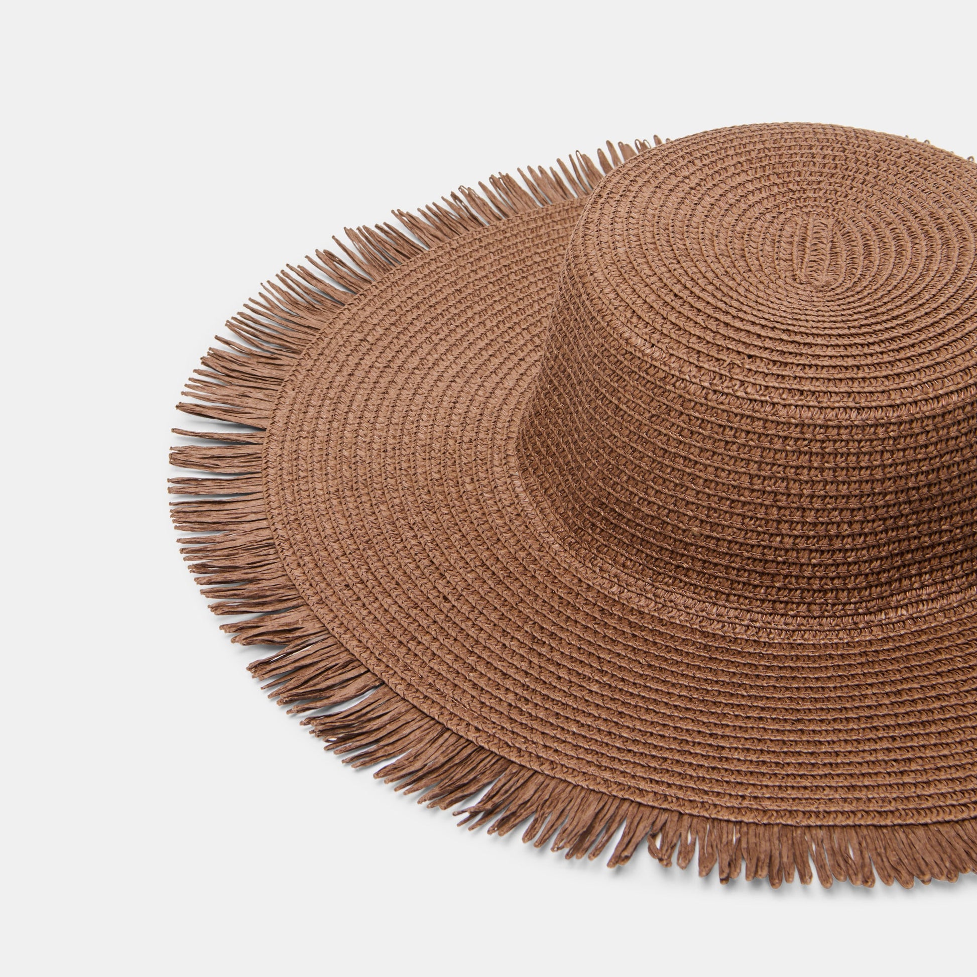 Floppy Dark Brown Sunhat with Ribbon and Frayed Edge Dolce Vita For sale