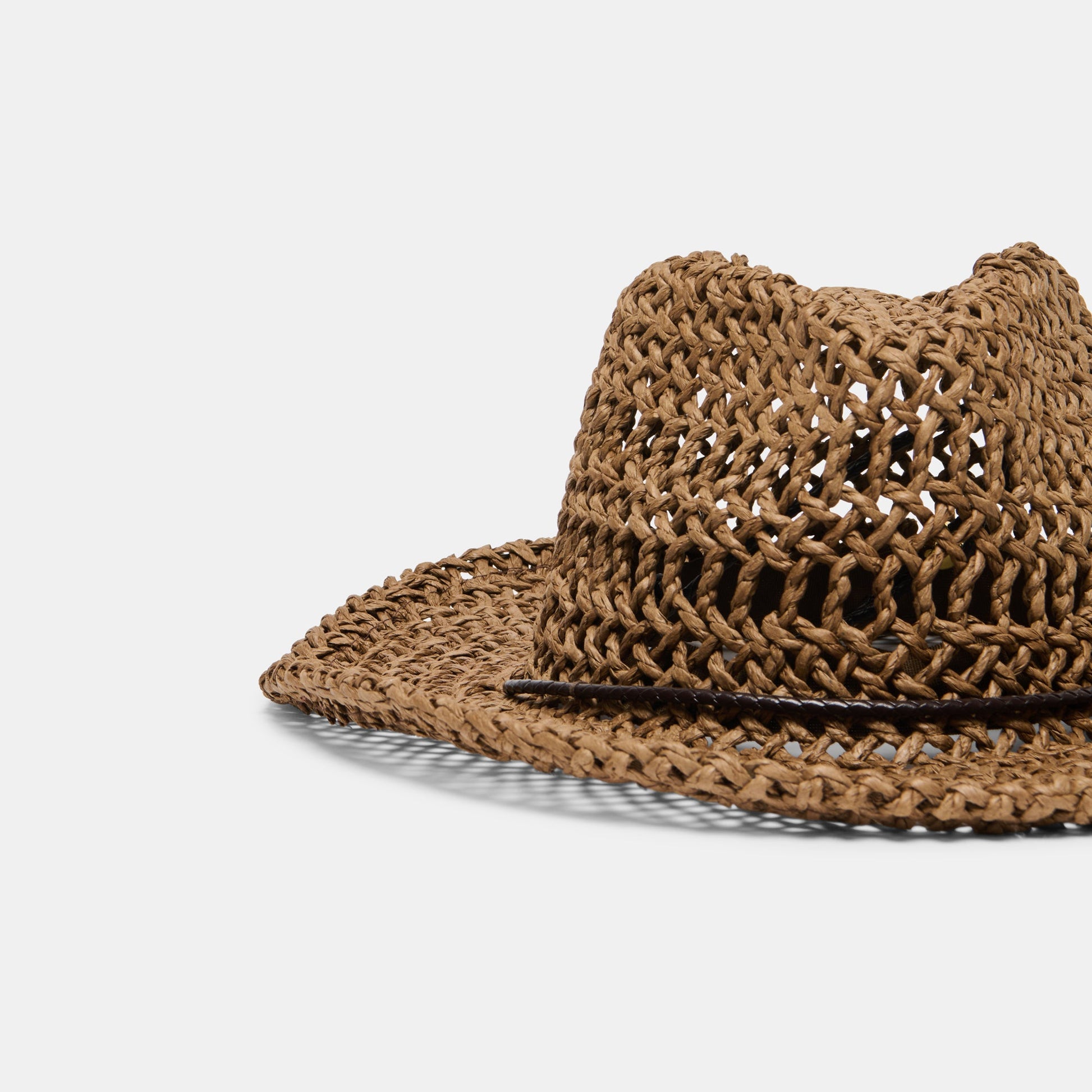 Thick Weave Dark Brown Cowboy Hat with Strap Dolce Vita us