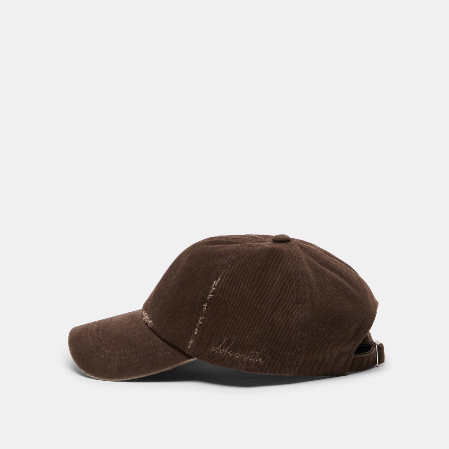 Distressed Dark Brown Baseball Cap with Embroidery Dolce Vita New