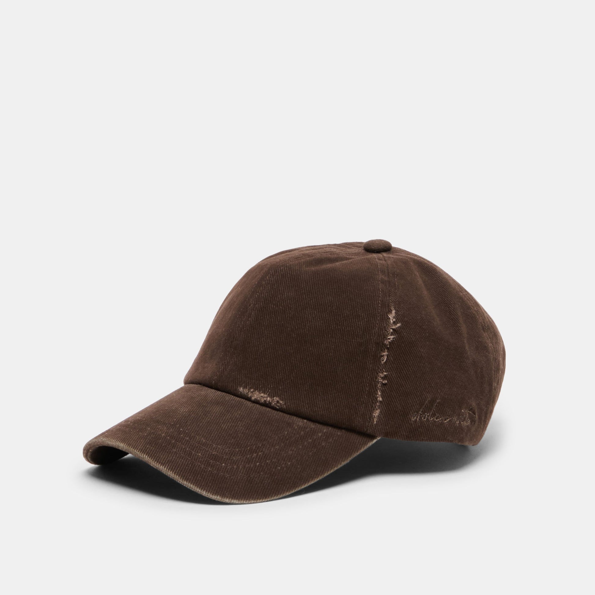 Distressed Dark Brown Baseball Cap with Embroidery Dolce Vita New