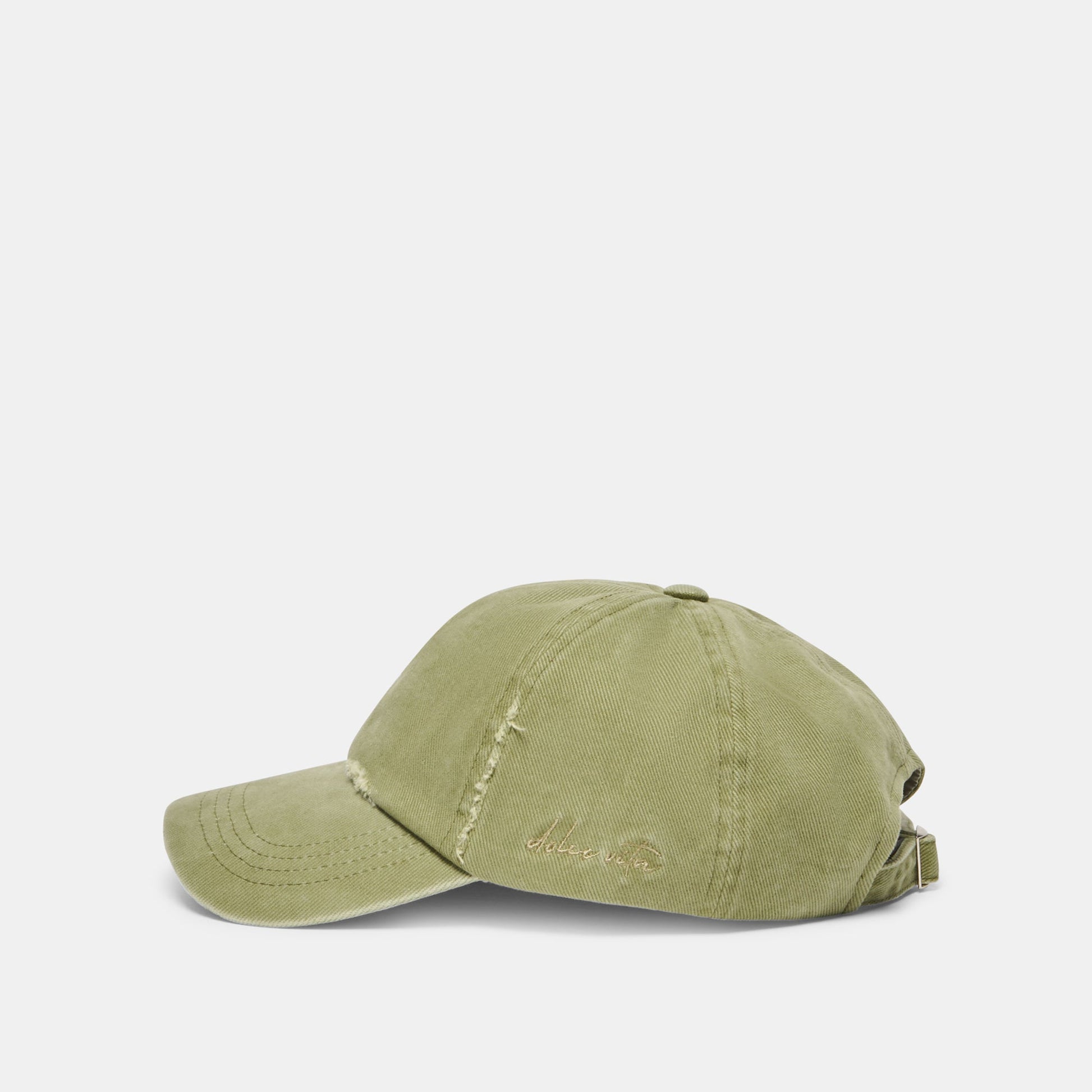 Distressed Olive Baseball Cap with Embroidery Dolce Vita Discount