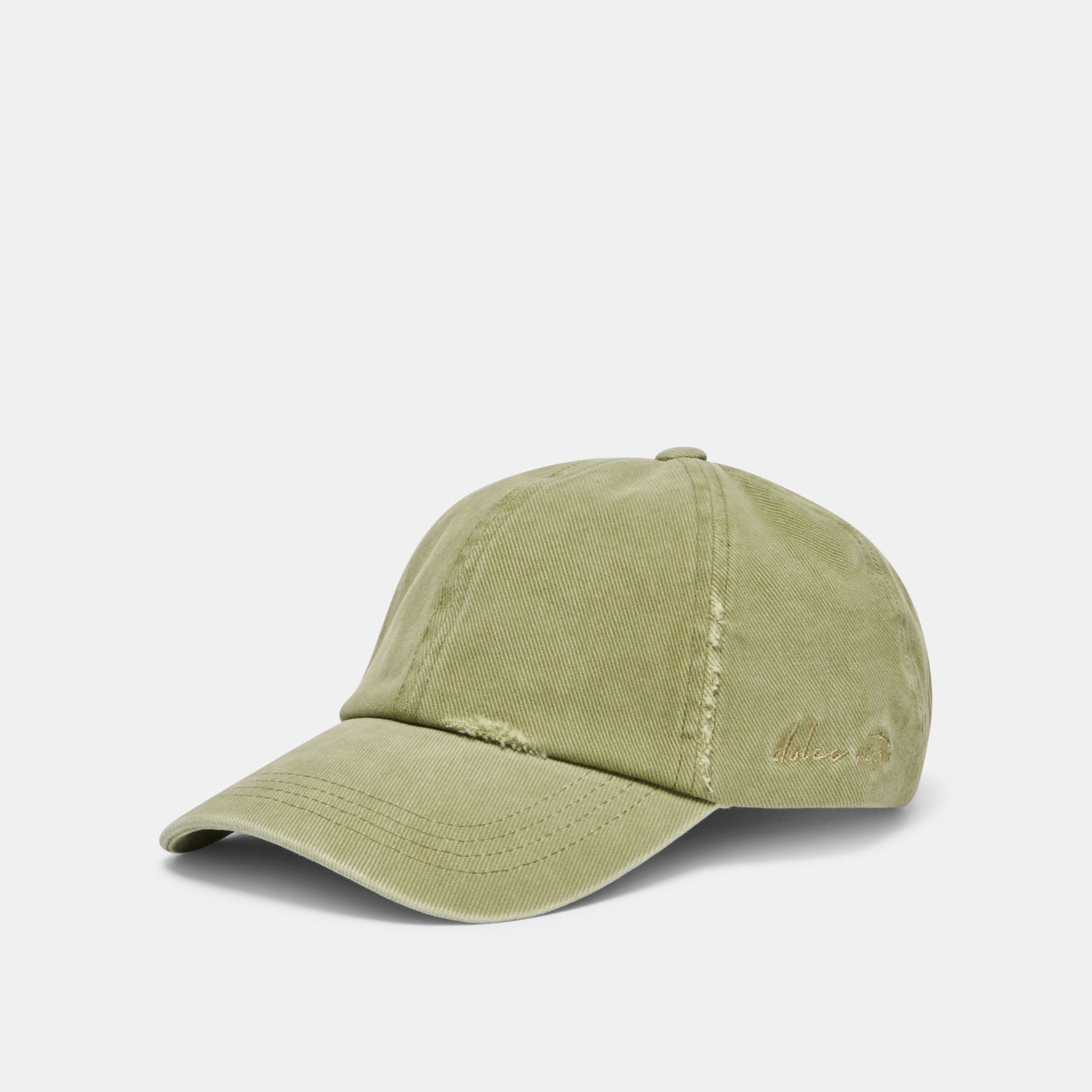 Distressed Olive Baseball Cap with Embroidery Dolce Vita Discount